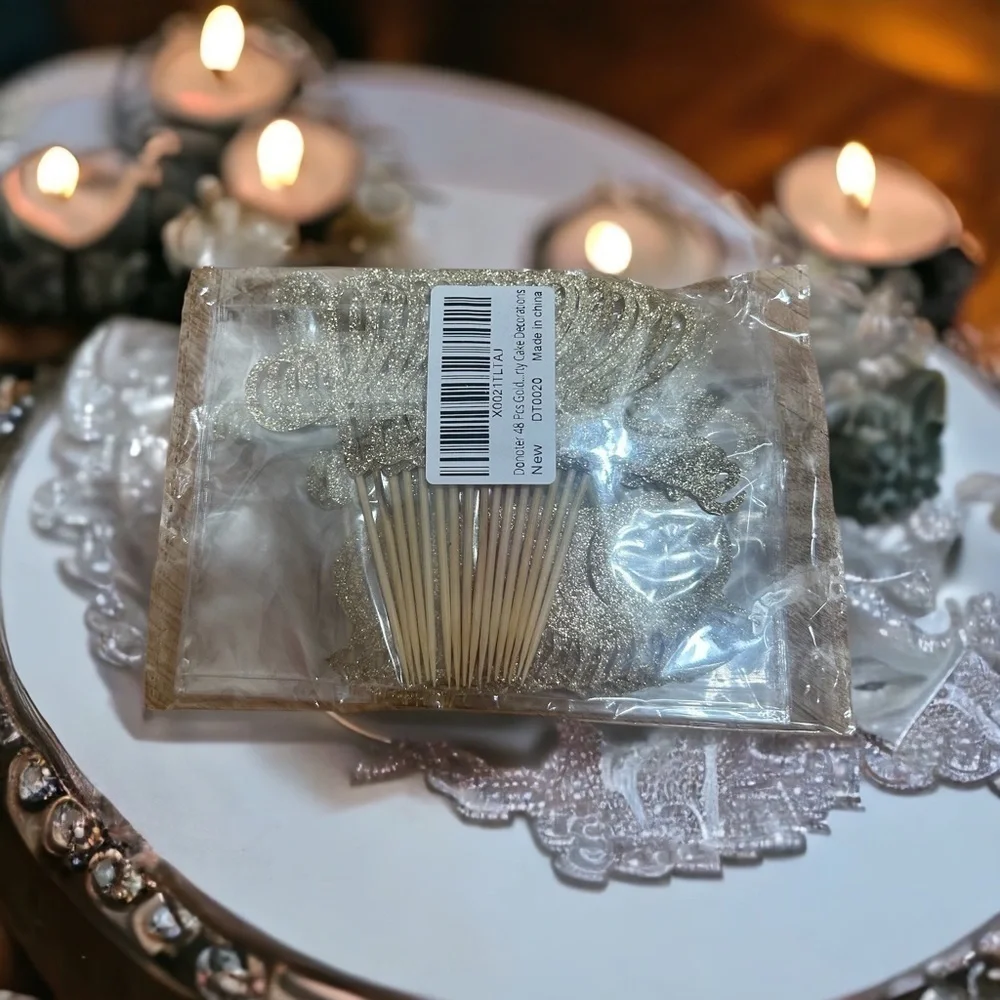 Wedding Cupcake Decorations NEW 48 Pieces Gold I Do Diamond Ring Love Shower